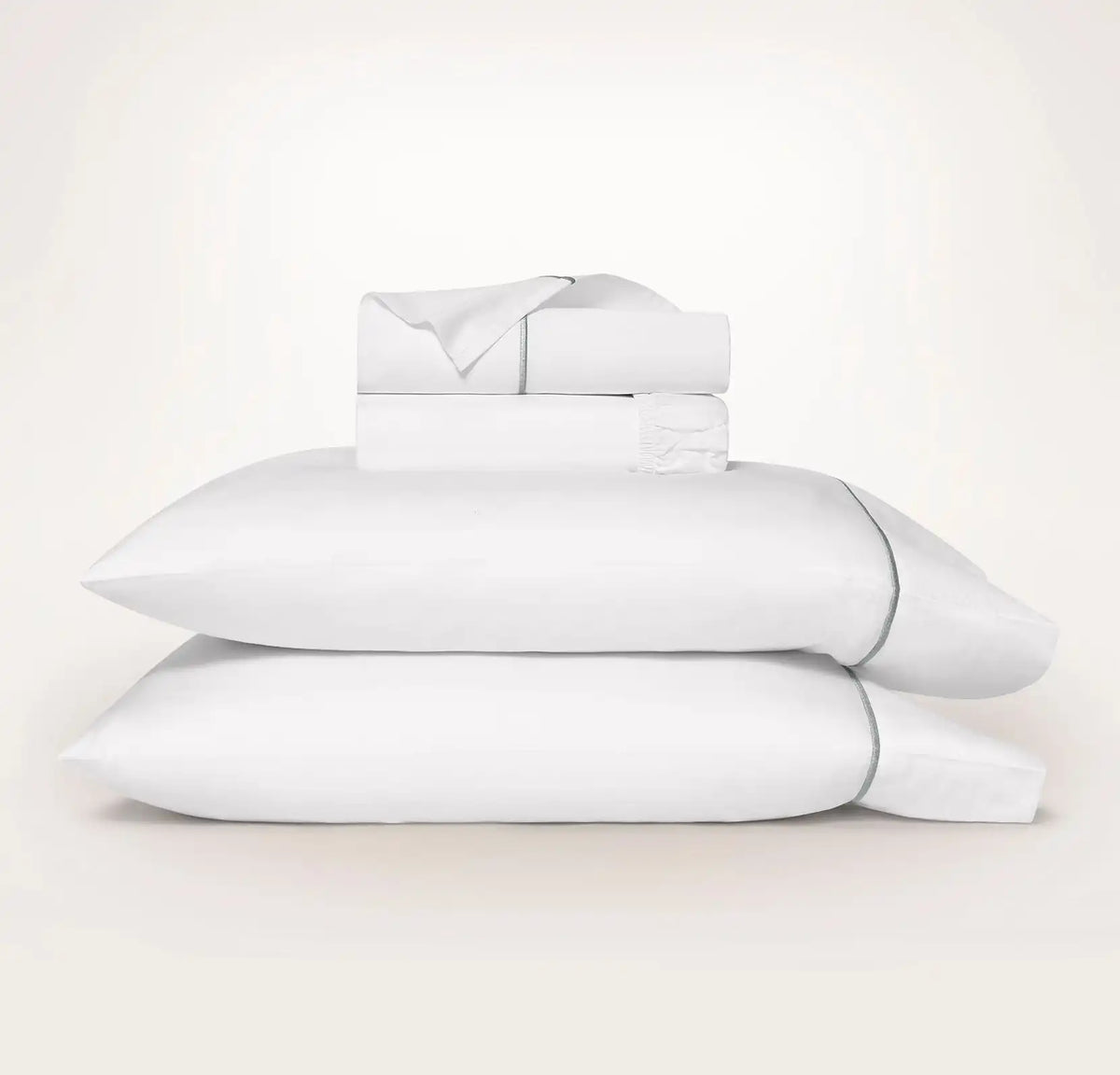 Percale Embellished Sheet Set - White/Shore Embroidered