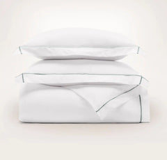 Percale Embellished Duvet Set - White/Shore Embroidered