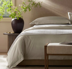 Percale Hemmed Duvet Set - Oak