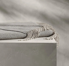Alpaca Lattice Oversized Throw Blanket - Stone/Pewter