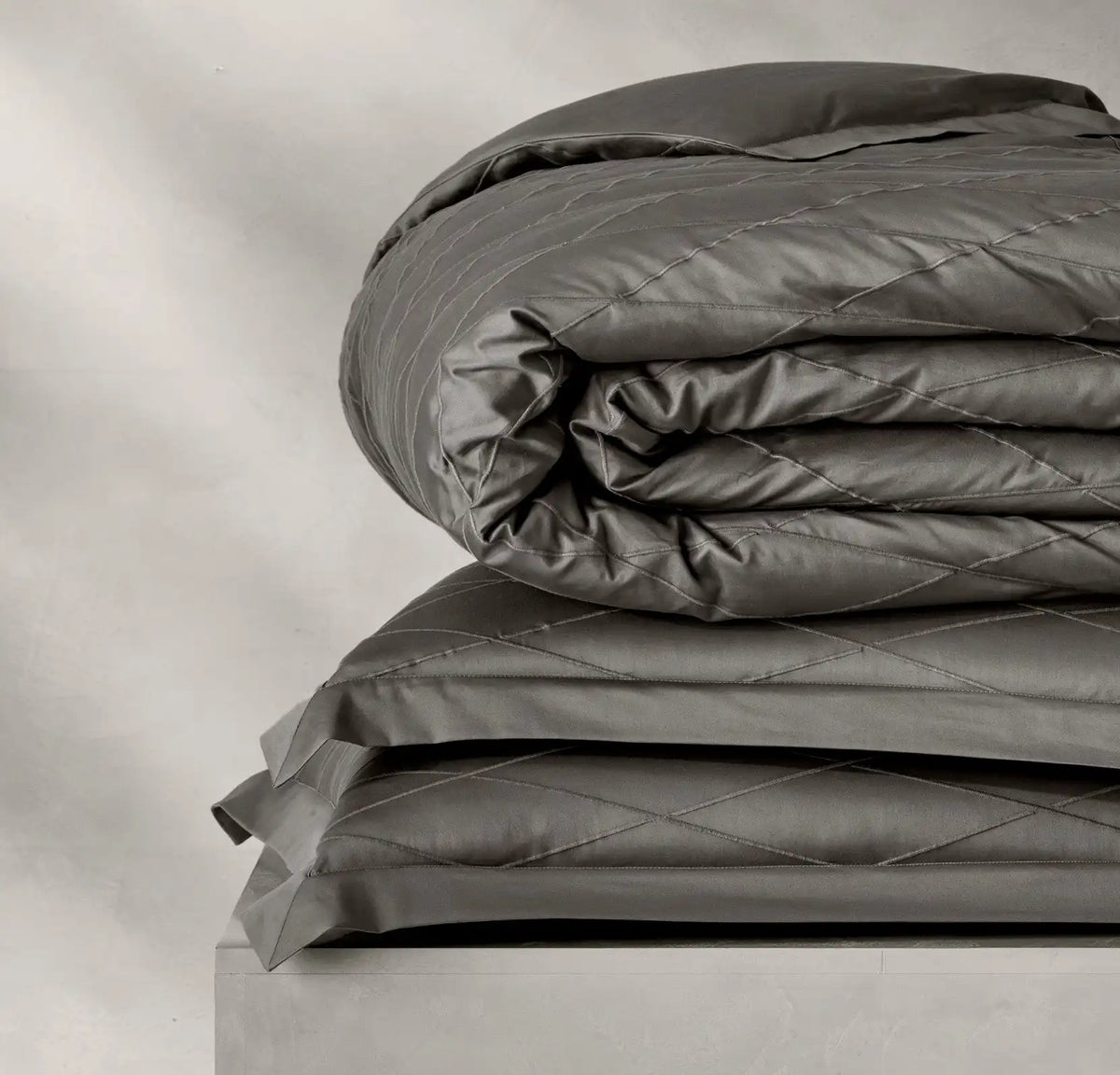 Reserve Embellished Duvet Set - Stone/Stone Embroidered Lattice