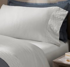 Reserve Embellished Pillowcase Set - White/White Embroidered Lattice