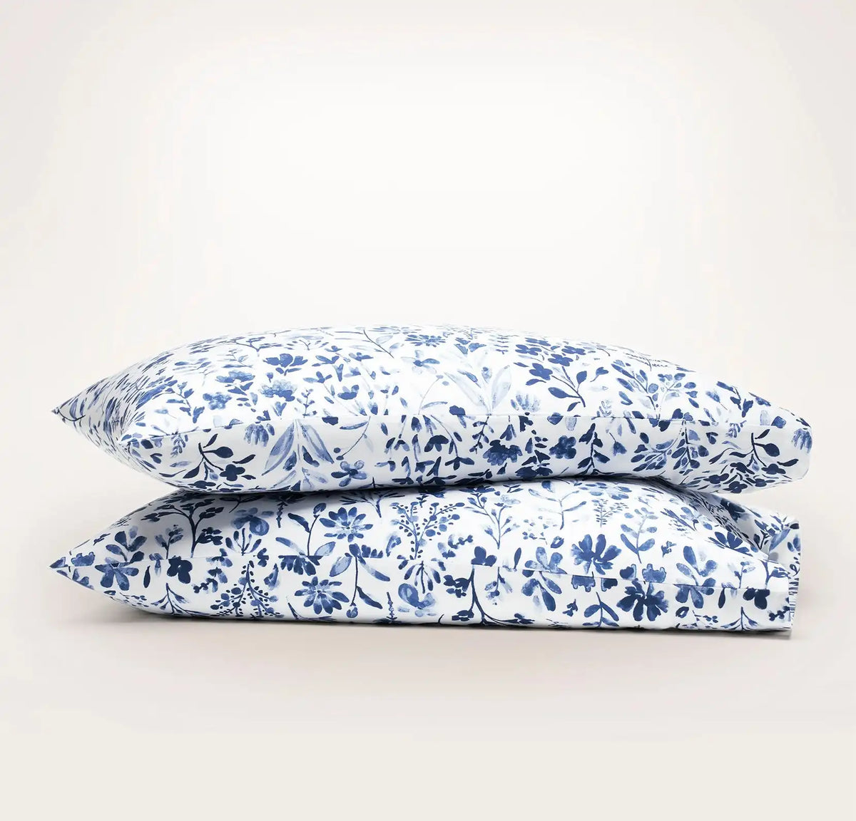 Signature Hemmed Pillowcase Set - Navy Botanical