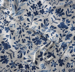 Signature Hemmed Duvet Set - Navy Botanical