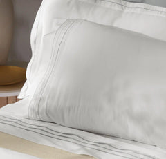 Signature Hemmed Pillowcase Set - White/Shore Triple Framed