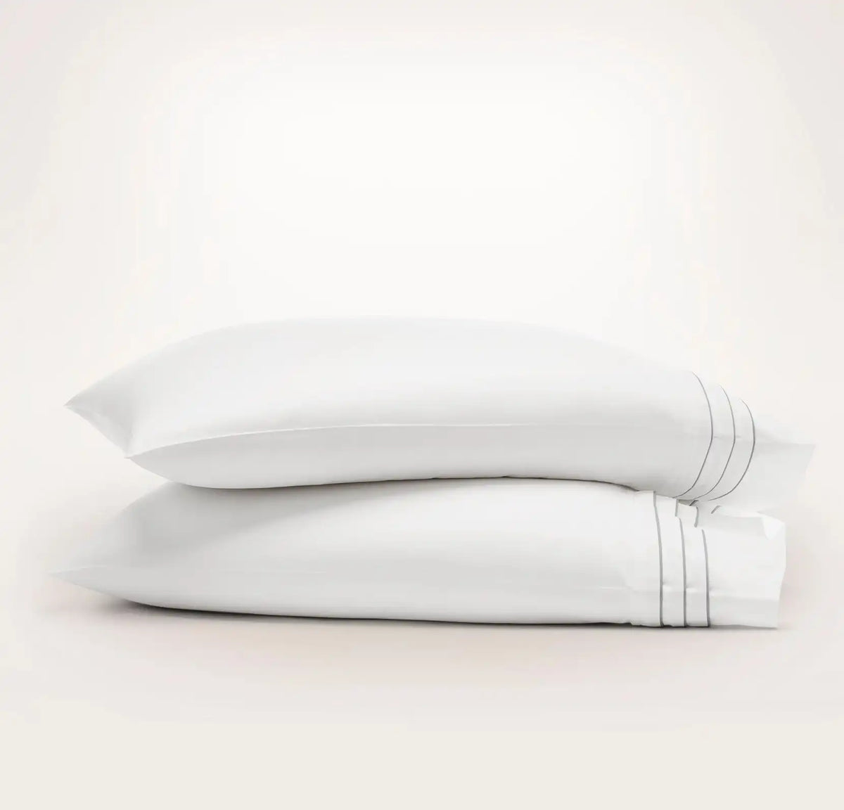 Signature Hemmed Pillowcase Set - White/Shore Triple Framed