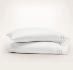 Signature Hemmed Pillowcase Set - White/Shore Triple Framed