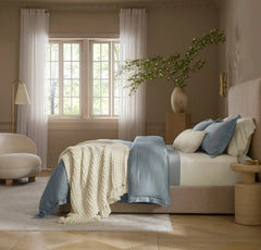 Grand Waffle Merino Wool Throw Blanket - Cream