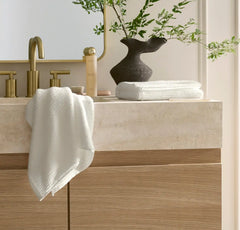 Turkish Ribbed Hand Towels (Pair) - Cream