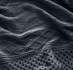 Aran Knit Throw Blanket - Deep Bluestone