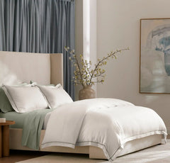 Signature Embellished Duvet Set - White/Juniper Embroidered