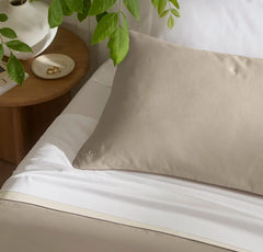 Signature Embellished Duvet Set - Oak/Walnut Piped Edge