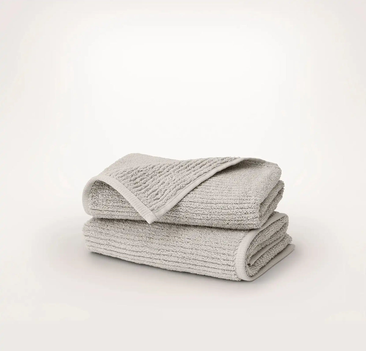 Turkish Ribbed Hand Towels (Pair) - Pewter