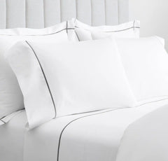 Signature Embellished Sheet Set - White/Stone Embroidered