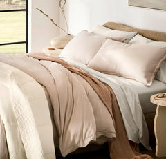 Signature Embellished Duvet Set - Sandstone/Desert Sand Curved Edge