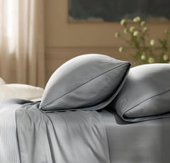 Signature Embellished Pillowcase Set - Shore/Bluestone Piped Edge