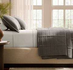 Signature Modern Grid Quilted Sham - Stone