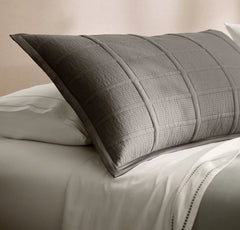 Signature Modern Grid Quilted Sham - Stone