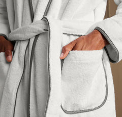 Men's Plush Robe - White/Stone