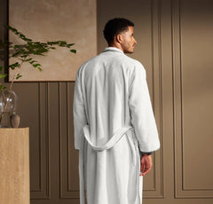 Men's Plush Robe - White/Stone