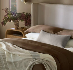 Percale Hemmed Duvet Set - Walnut