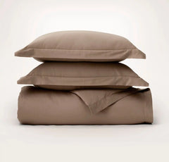 Percale Hemmed Duvet Set - Walnut