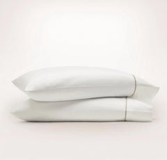 Signature Embellished Pillowcase Set - White/Oak Embroidered