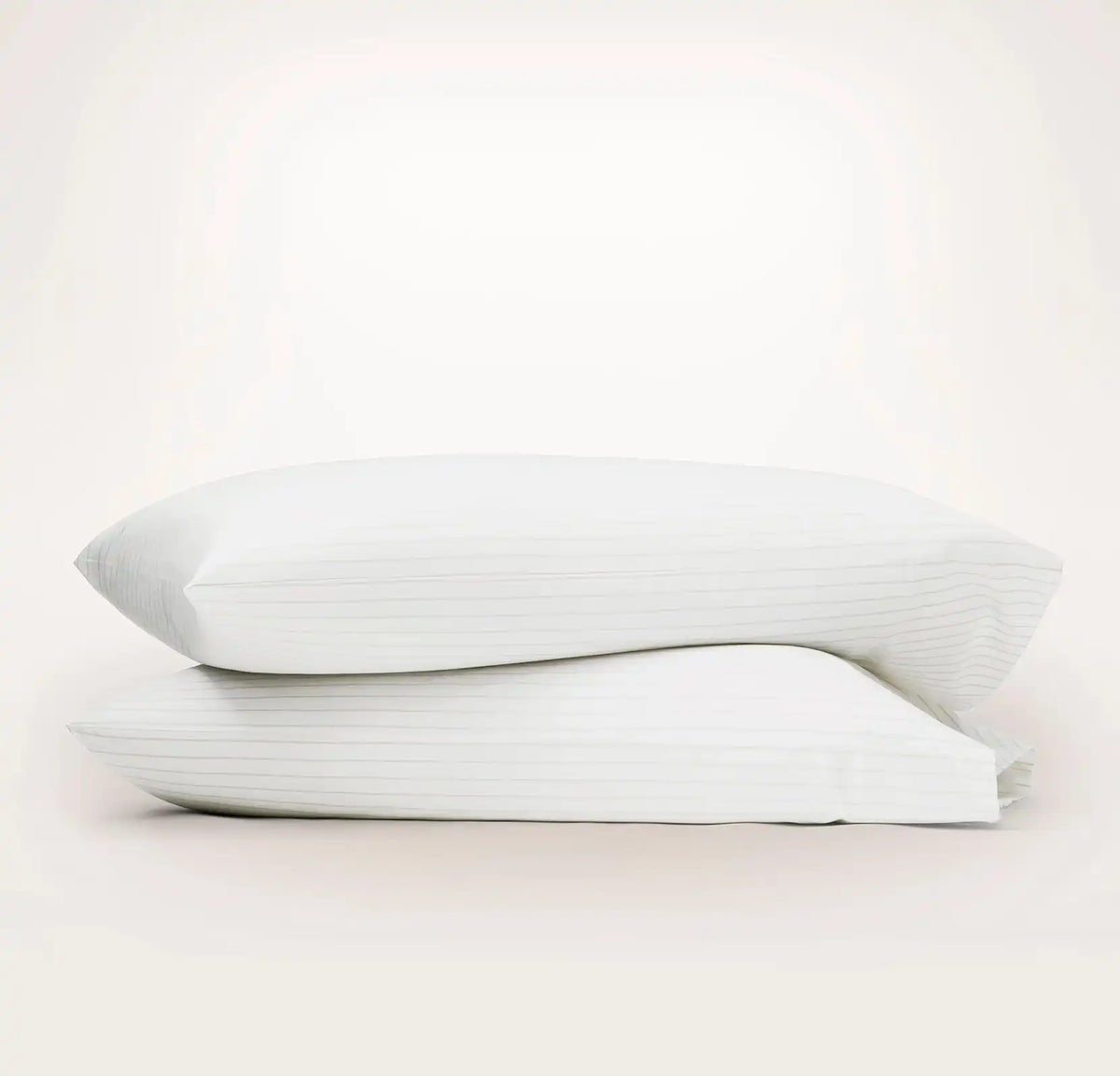 Percale Hemmed Pillowcase Set - White/Oak Simple Stripe