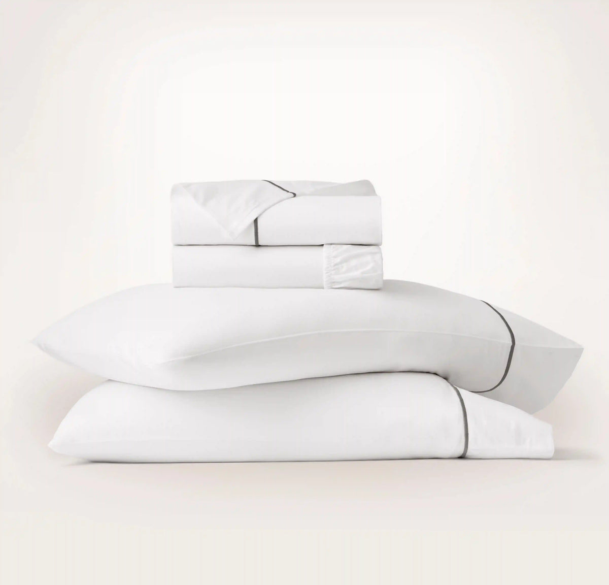 Signature Embellished Sheet Set - White/Stone Embroidered