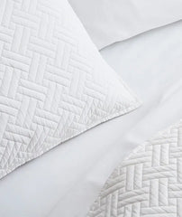 Signature Basketweave Quilted Sham - White