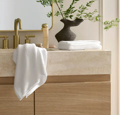 Turkish Ribbed Hand Towels (Pair) - White