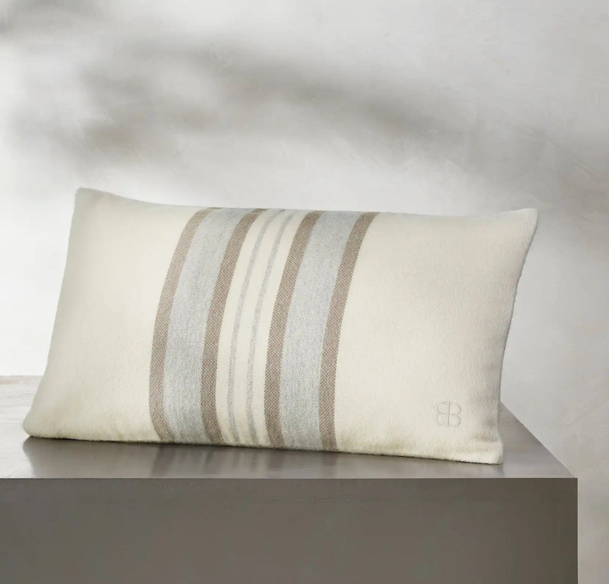 Alpaca Equestrian Stripe Pillow Cover (Petite Lumbar) - Cream/Twig/Fog