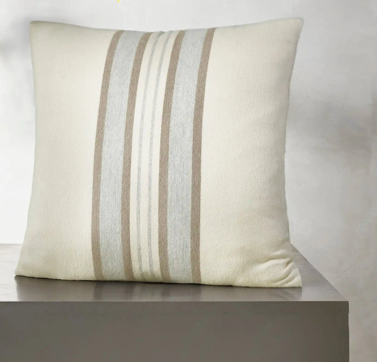 Alpaca Equestrian Stripe Pillow Cover (22x22) - Cream/Twig/Fog