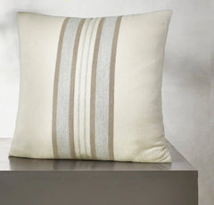 Alpaca Equestrian Stripe Pillow Cover (22x22) - Cream/Twig/Fog
