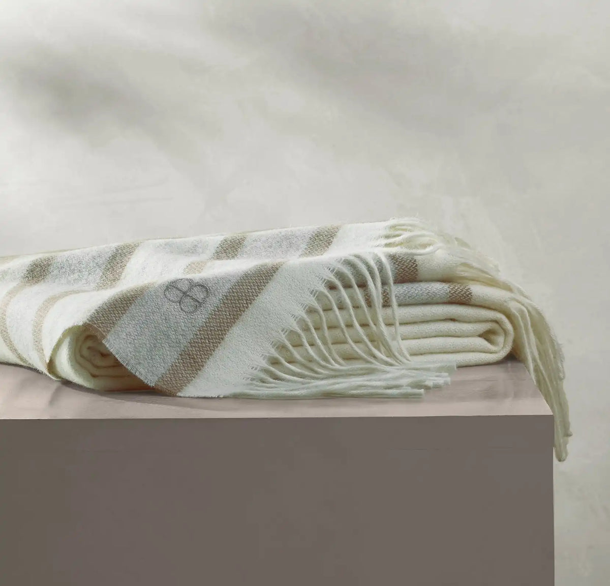 Alpaca Equestrian Stripe Throw Blanket - Cream/Twig/Fog