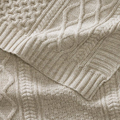 Aran Knit Throw Blanket - Heathered Oatmeal