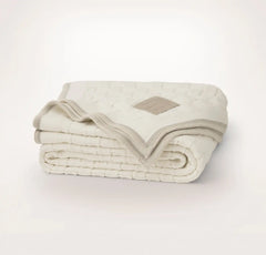 Basketweave Knit Throw Blanket - Cream/Pewter/Sand