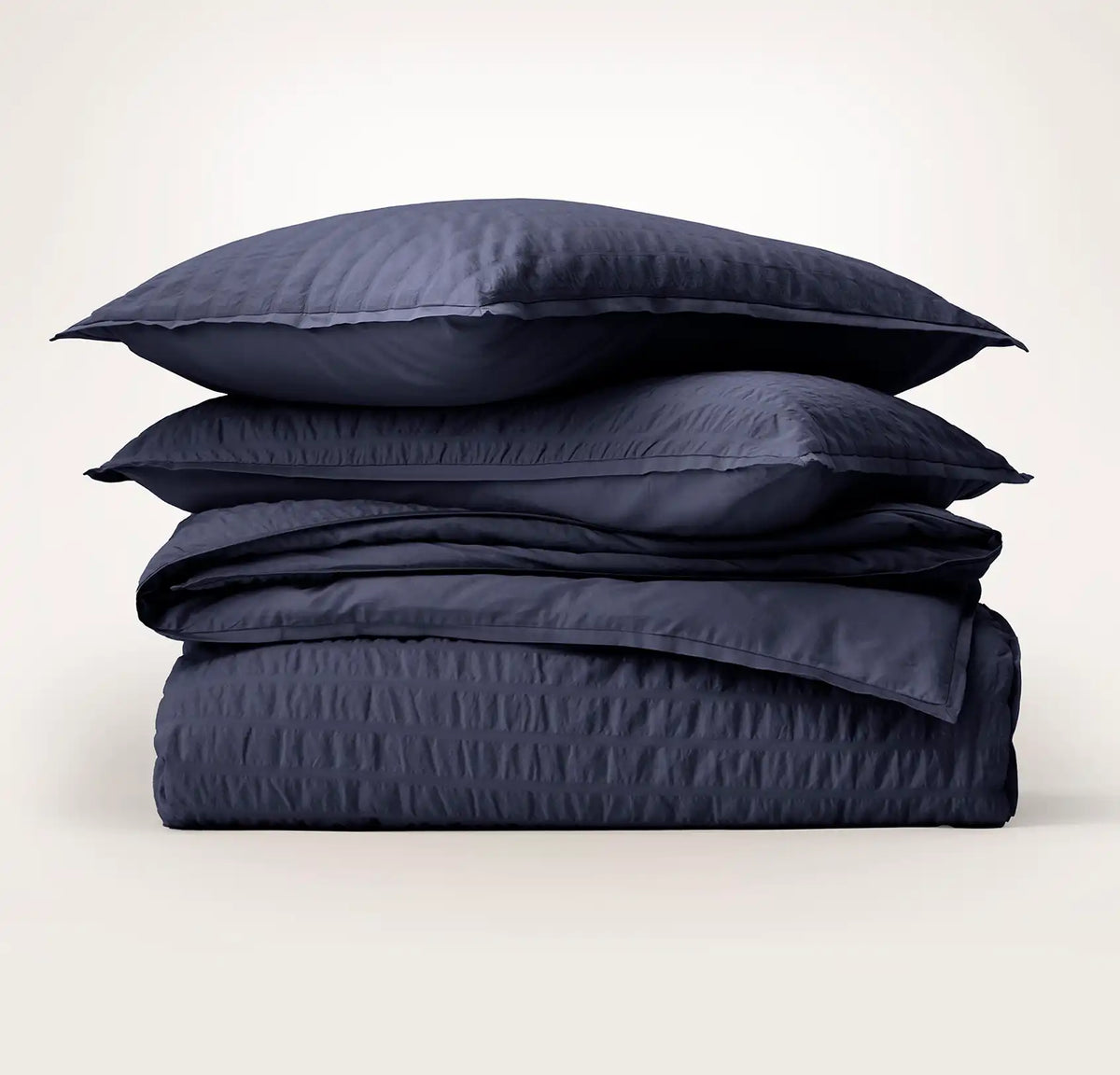 Relaxed Seersucker Duvet Set - Coastal Navy