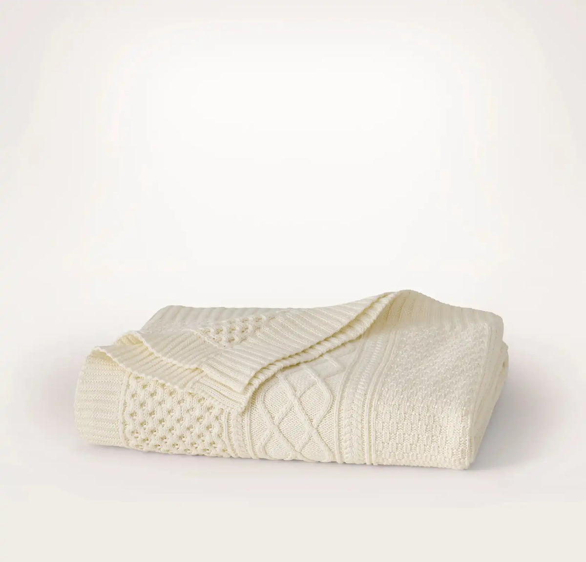 Aran Knit Throw Blanket - Cream