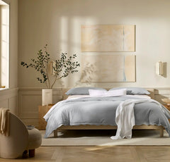 Percale Embellished Duvet Set - Shore/Shore Curved Edge