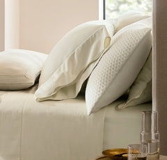 Percale Embellished Pillowcase Set - Cream/Sand Curved Edge
