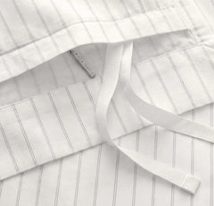 Percale Hemmed Duvet Set - White/Pewter Simple Stripe
