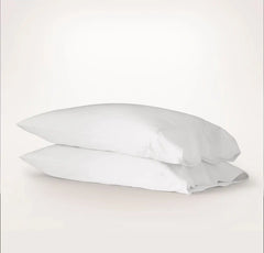 Percale Embellished Pillowcase Set - White/White Curved Edge