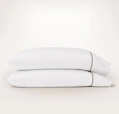 Percale Embellished Pillowcase Set - White/Oak Embroidered