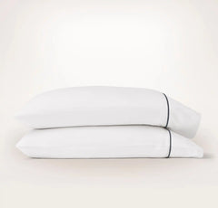 Percale Embellished Pillowcase Set - White/Mineral Embroidered