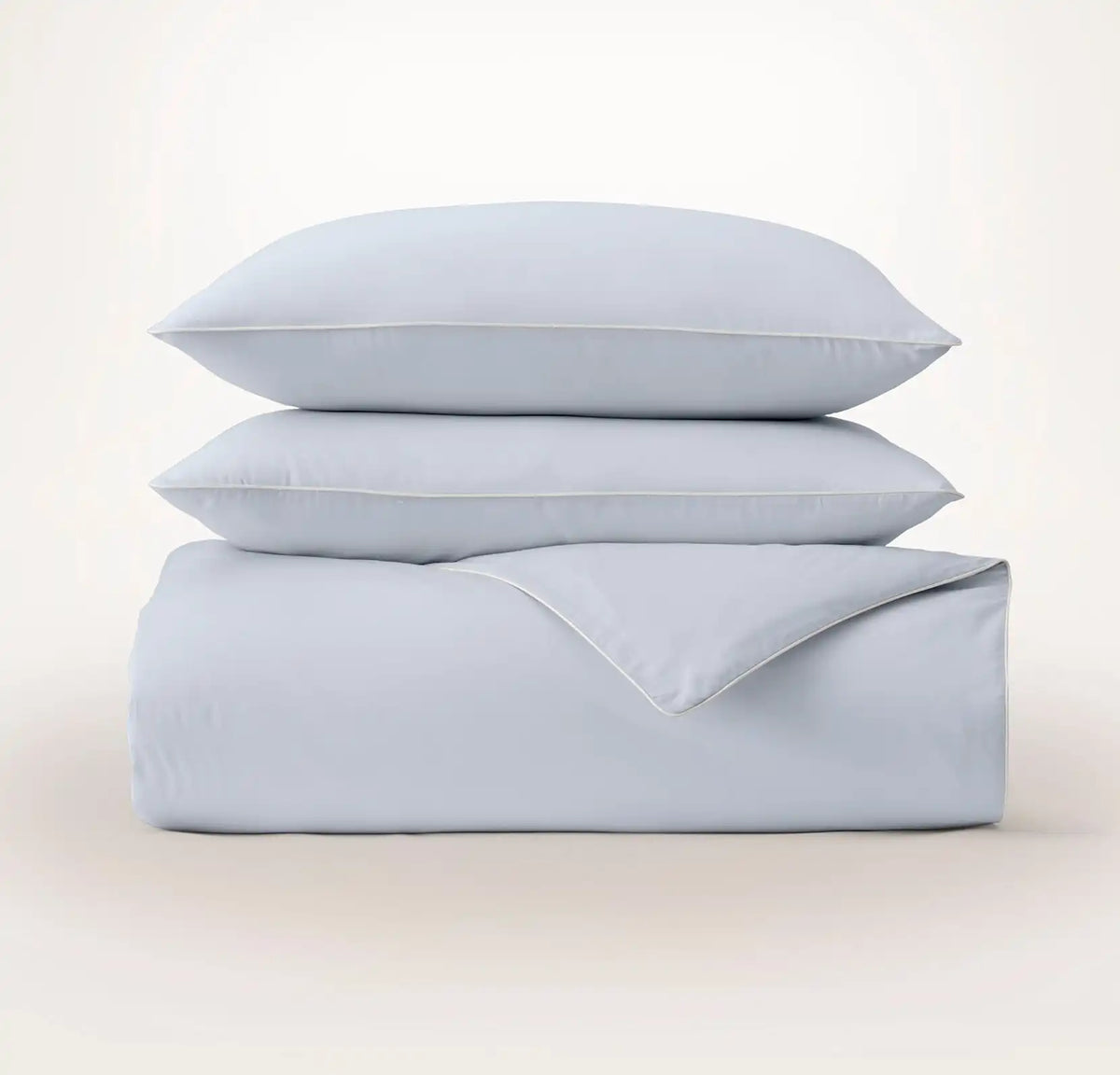 Percale Embellished Duvet Set - Hydrangea/White Piped Edge