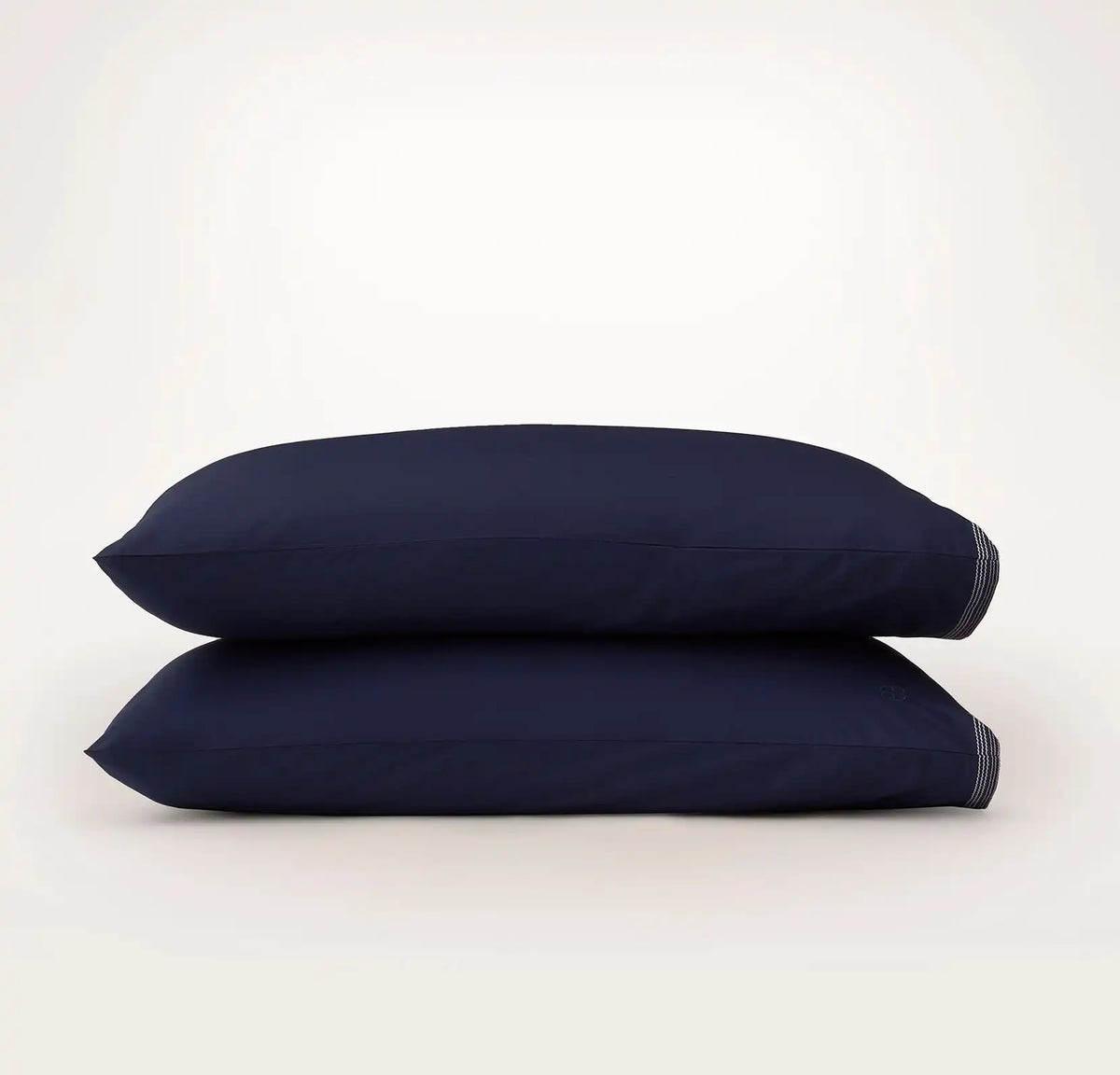 Percale Embellished Pillowcase Set - Coastal Navy/White Sail Stitch