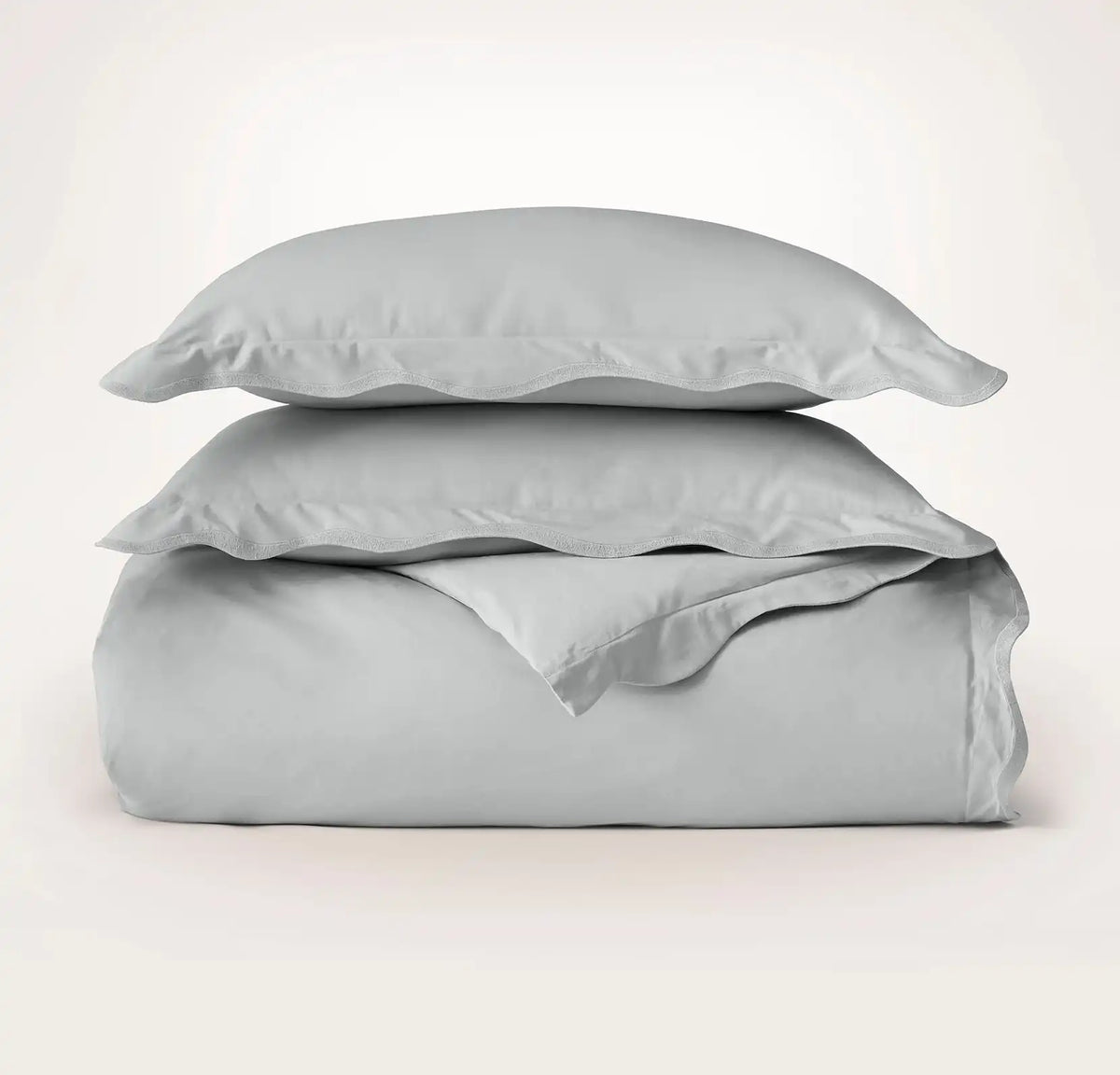 Percale Embellished Duvet Set - Shore/Shore Curved Edge