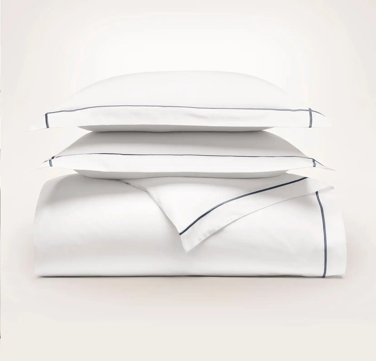Percale Embellished Duvet Set - White/Mineral Embroidered