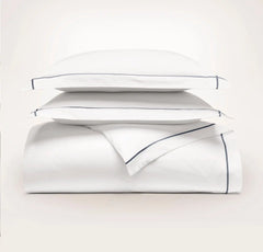 Percale Embellished Duvet Set - White/Mineral Embroidered